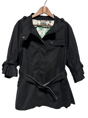BOXFRESH LTD Black Mod Trench Jacket Utility Indie Sleaze Streetwear Coat